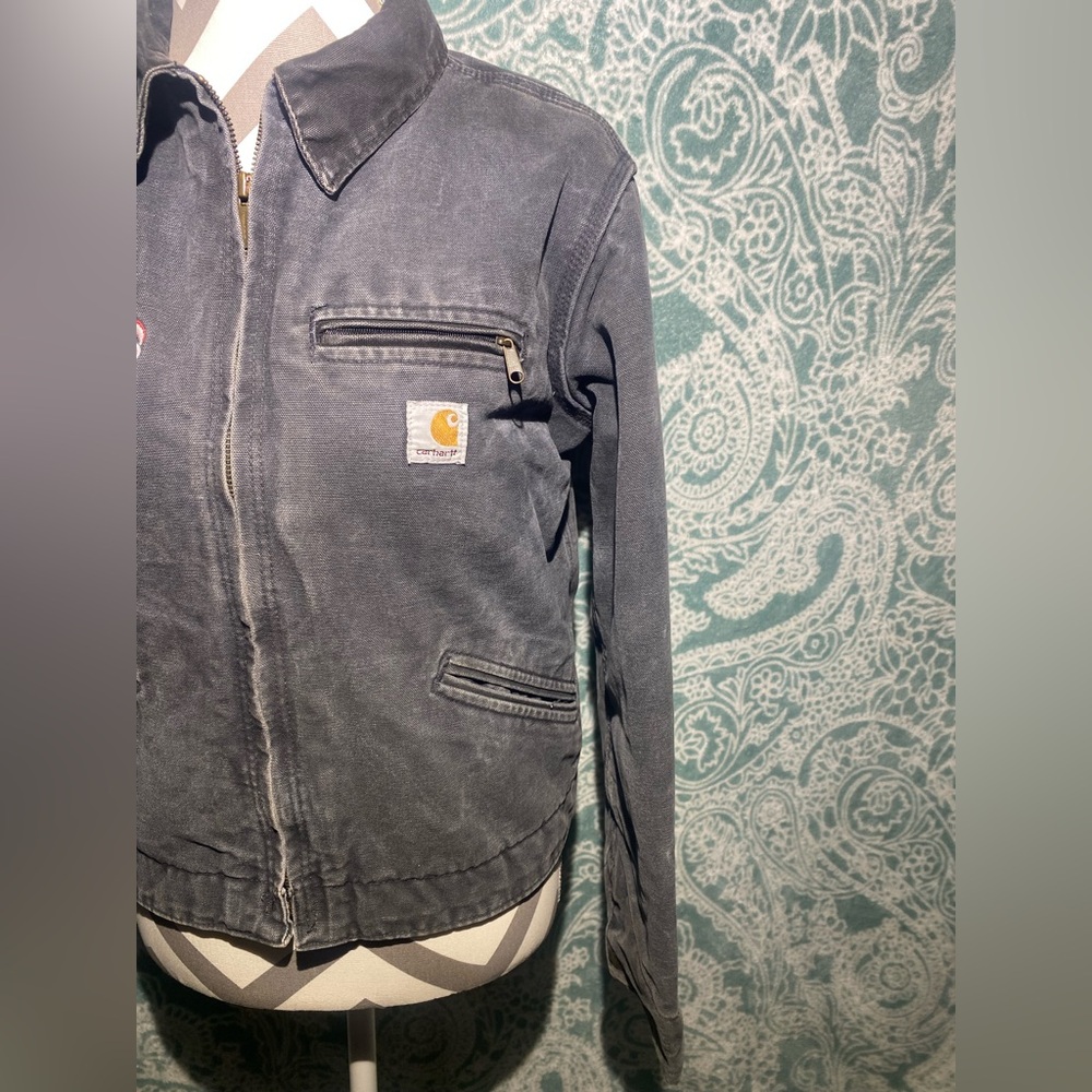 Vintage Carhartt WJ097 PTL Detroit Jacket Womens Sherpa Lined Size S Petrol Gray - Picture 2 of 11